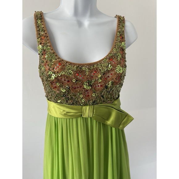 Vtg 60s Saks Fifth Avenue Lime Green Sequin MOD RETRO MAD MEN Dress Sz: S - Picture 4 of 11